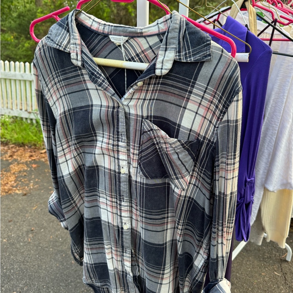 Aeropostale Plaid Shirt in Pink and Navy